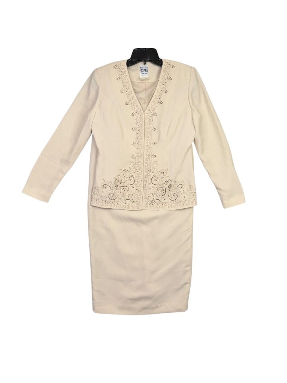 R&M Richards by Karen Kwong Womens Skirt Suit Size 4P Petite 2-Piece Beige VTG